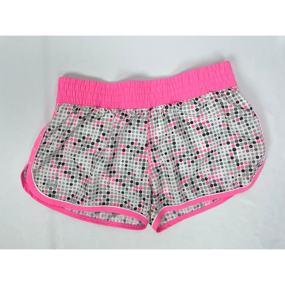 Under Armour Women Large Pink White Dotted Athletic Shorts Running